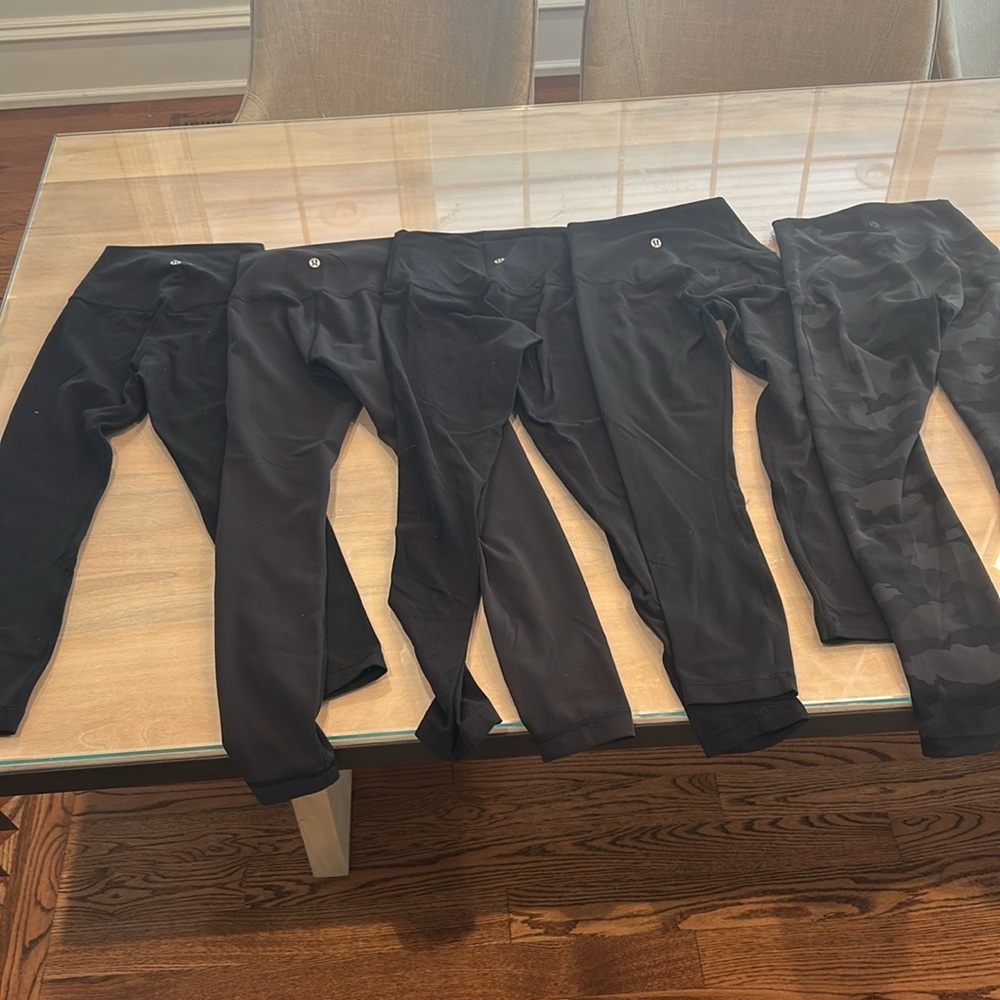 lululemon athletica leggings (set of 5) #4 black and #1 black camo